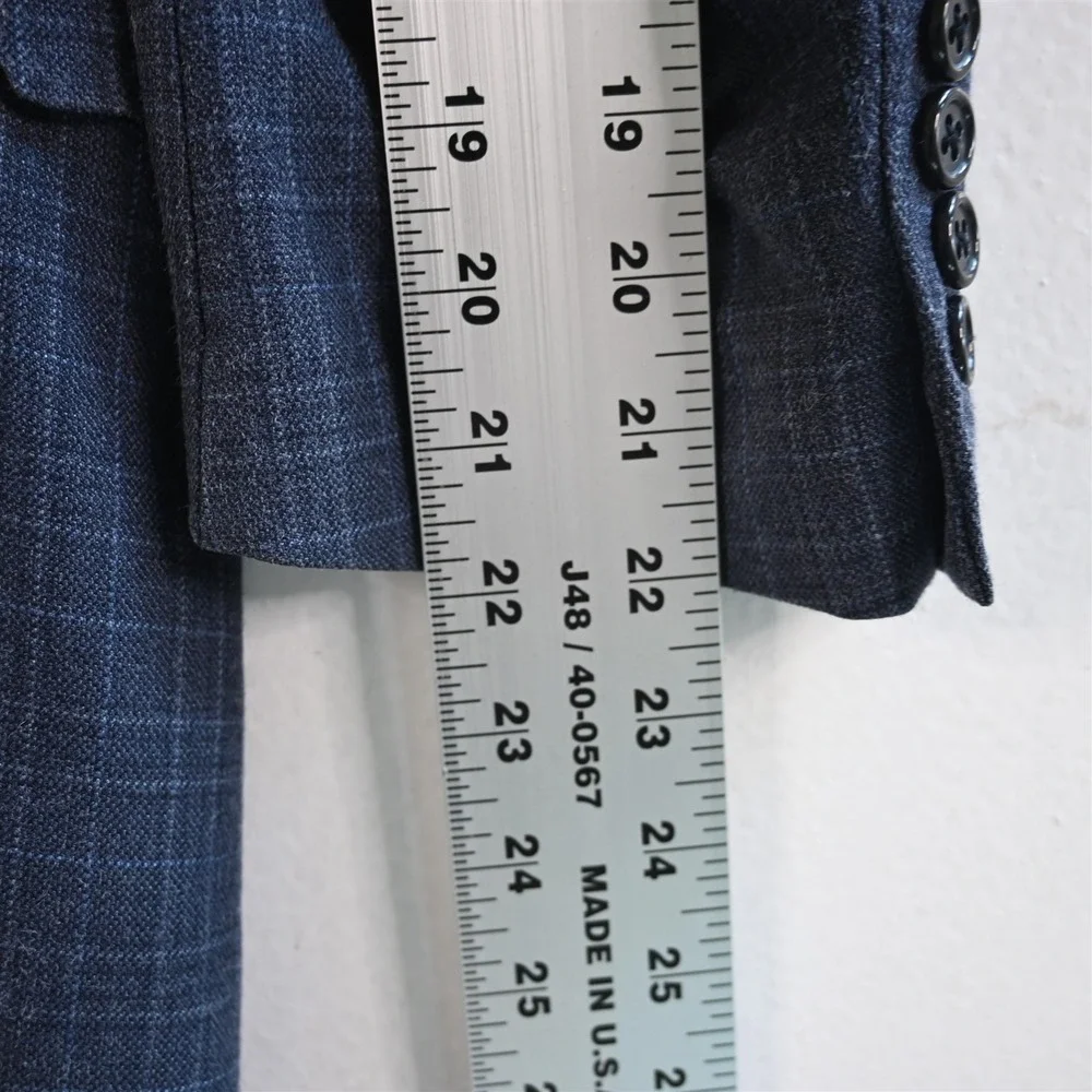 Hart Shaffner Marx 38S Blue Plaid Check Mens Blazer Suit‎ Jacket Sport Coat